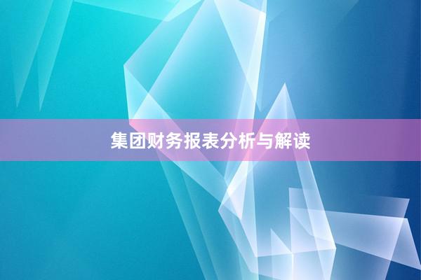 集团财务报表分析与解读